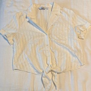 Elegant Cream Striped Button-Down Shirt